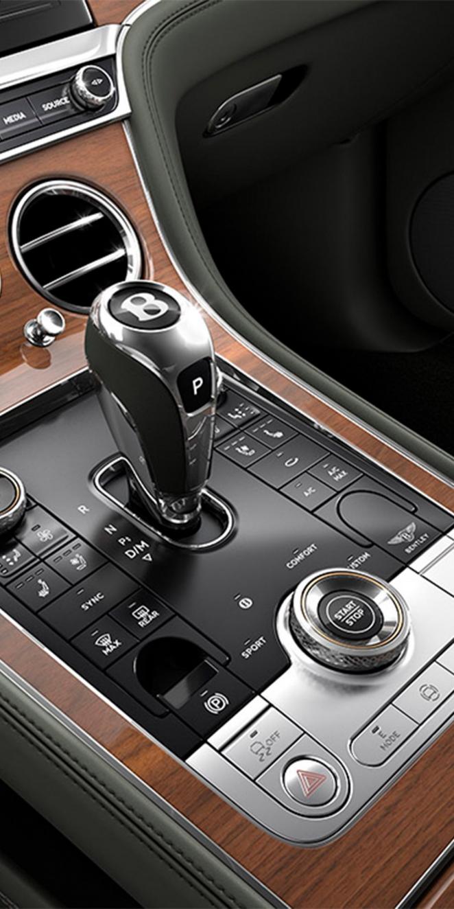 Close up of the driver controls of the new Bentley Continental GT Convertible
