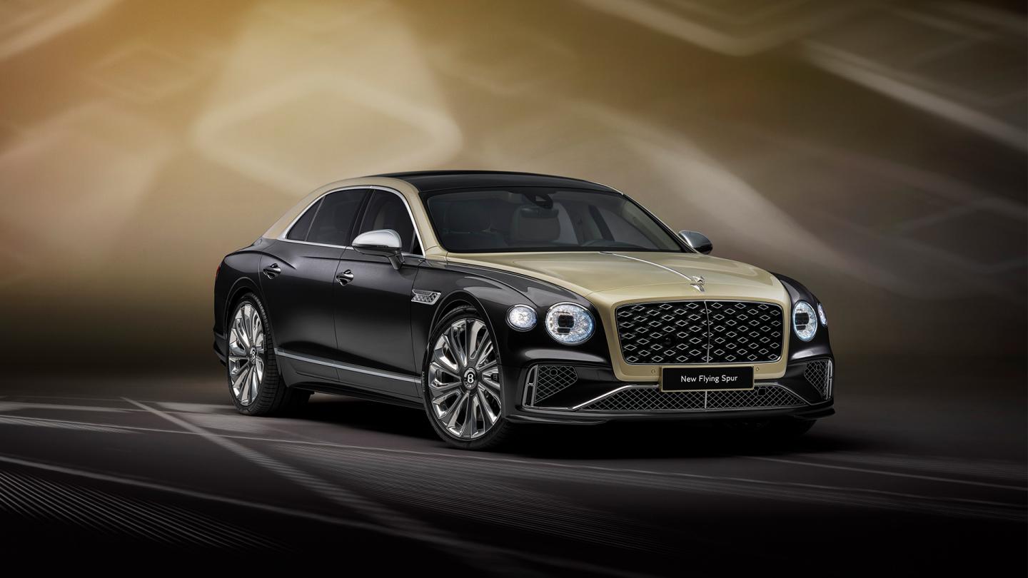 Front side angled view of the new Bentley Flying Spur Speed Tourmaline Green