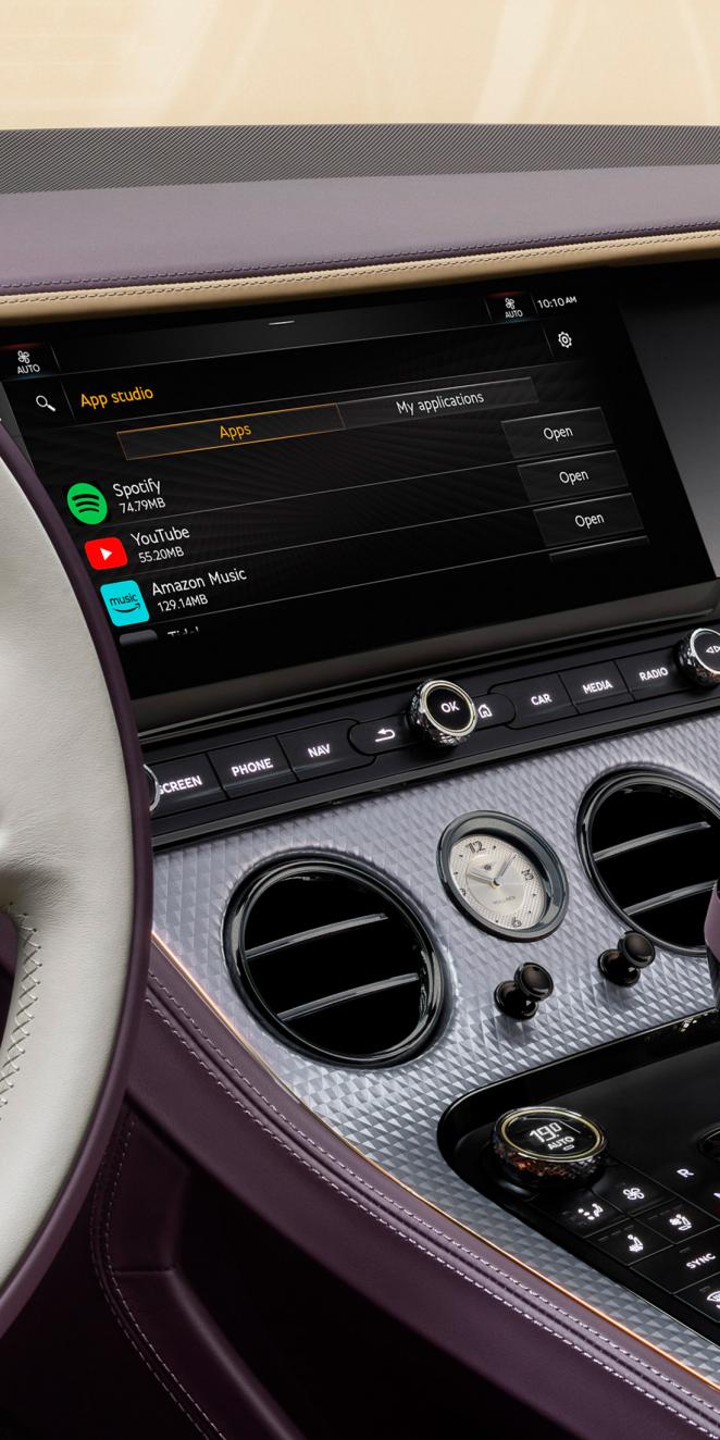 Bentley Continental GTC Mulliner's multi media system display with App Studio