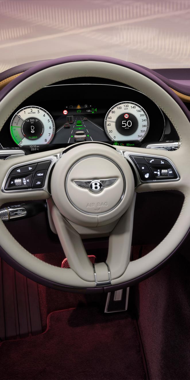 Heated and Duo Tone heated steering wheel in the Bentley Continental GTC Mulliner